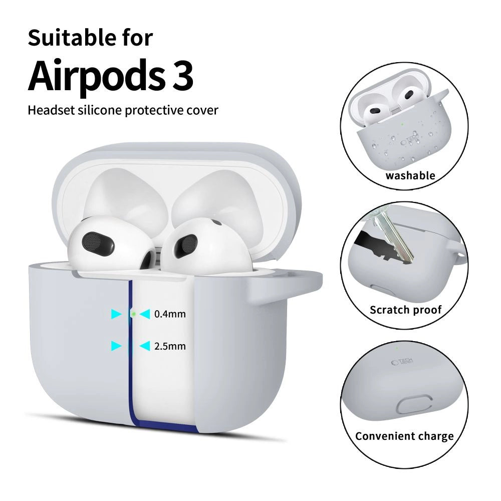 Tech-Protect Silicone Hook Case for Apple AirPods 3 - Gray_1
