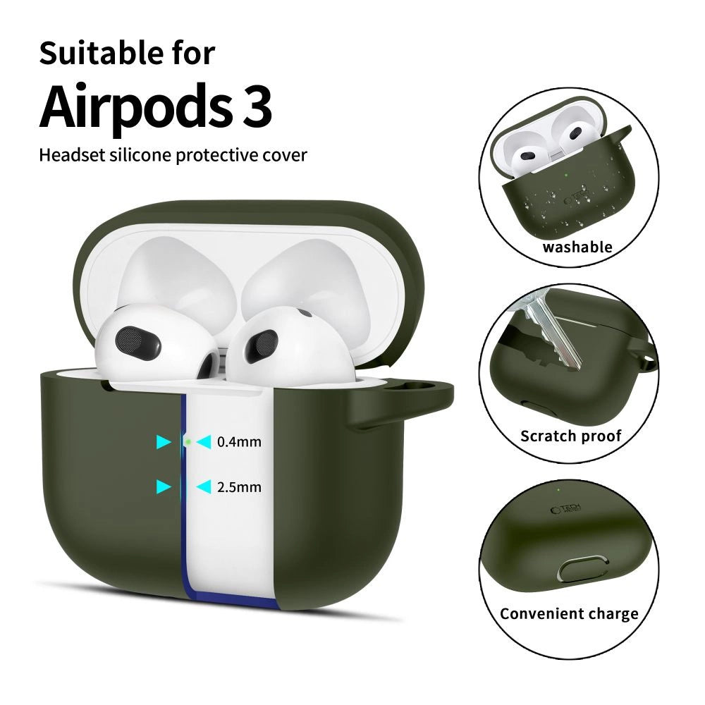 Tech-Protect Silicone Hook Case for Apple AirPods 3 - Green_1