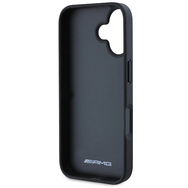 AMG Leather Debossed Lines Black Logo iPhone 16 Case - Black_6