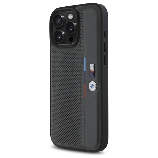 BMW M Perforated Tricolor Detail Line iPhone 16 Pro Case - Dark Gray_1