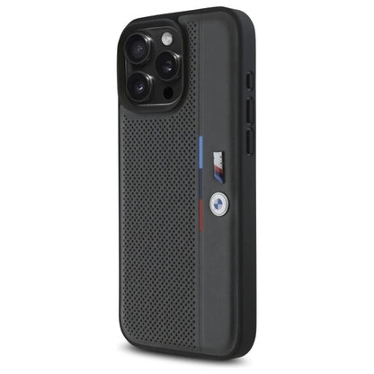 BMW M Perforated Tricolor Detail Line iPhone 16 Pro Case - Dark Gray_1