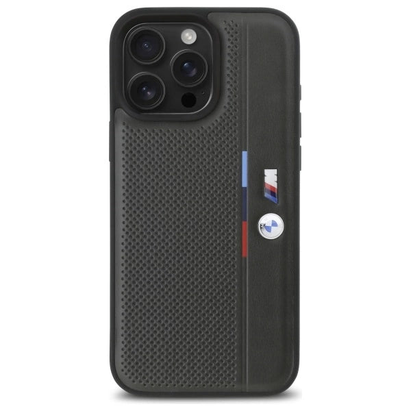 BMW M Perforated Tricolor Detail Line iPhone 16 Pro Case - Dark Gray_2
