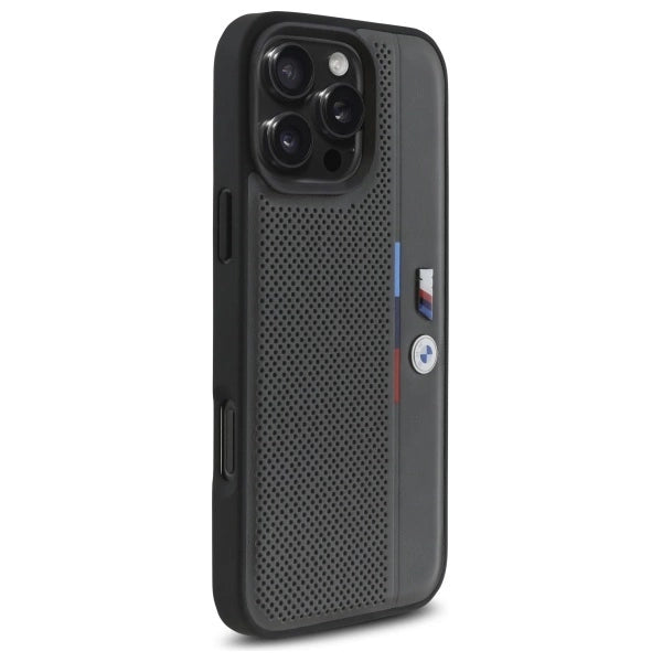 BMW M Perforated Tricolor Detail Line iPhone 16 Pro Case - Dark Gray_3