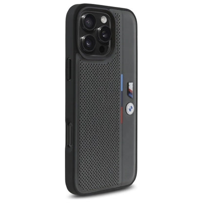 BMW M Perforated Tricolor Detail Line iPhone 16 Pro Case - Dark Gray_3