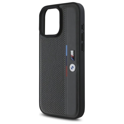 BMW M Perforated Tricolor Detail Line iPhone 16 Pro Case - Dark Gray_5
