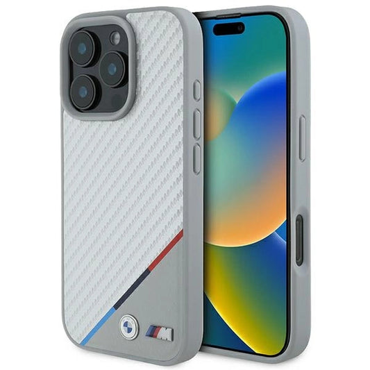 BMW M Carbon Tricolor Line MagSafe Case for iPhone 16 Pro - Gray_0