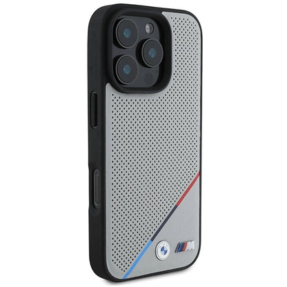 BMW M Perforated Tricolor Line MagSafe Case for iPhone 16 Pro - Gray_3