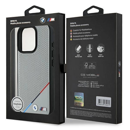 BMW M Perforated Tricolor Line MagSafe Case for iPhone 16 Pro - Gray_7