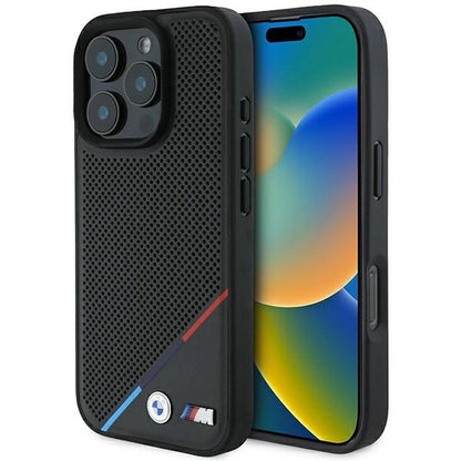 BMW M Perforated Tricolor Line MagSafe Case for iPhone 16 Pro - Black_0