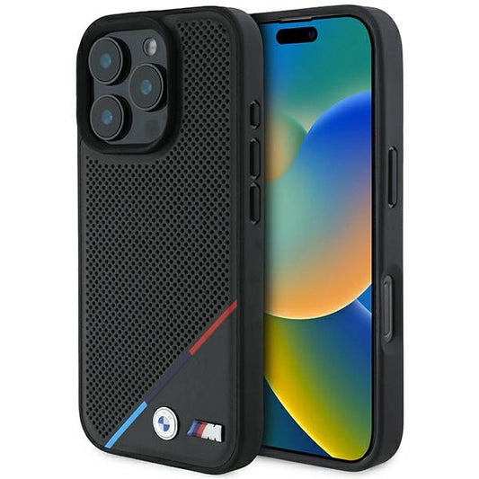BMW M Perforated Tricolor Line MagSafe Case for iPhone 16 Pro - Black_0