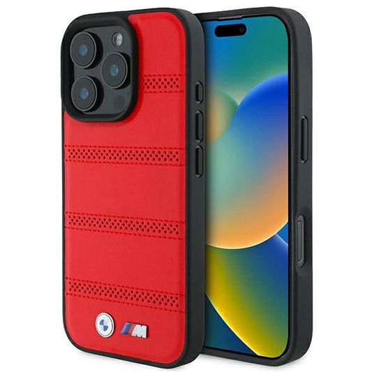 BMW M Perforated And Stitched Line MagSafe case for iPhone 16 Pro - red_0