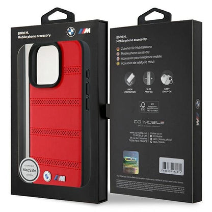 BMW M Perforated And Stitched Line MagSafe case for iPhone 16 Pro - red_7
