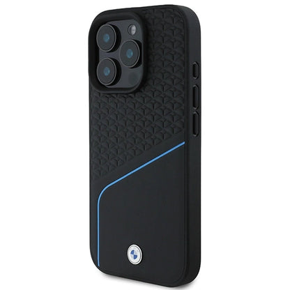 BMW Signature Leather Textured &amp; Line MagSafe iPhone 16 Pro Case - Black_1