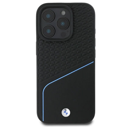 BMW Signature Leather Textured &amp; Line MagSafe iPhone 16 Pro Case - Black_2