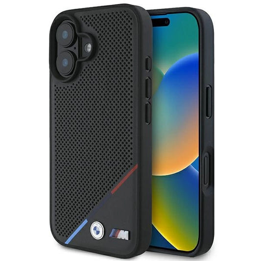 BMW M Perforated Tricolor Line MagSafe Case for iPhone 16 Plus - Black_0