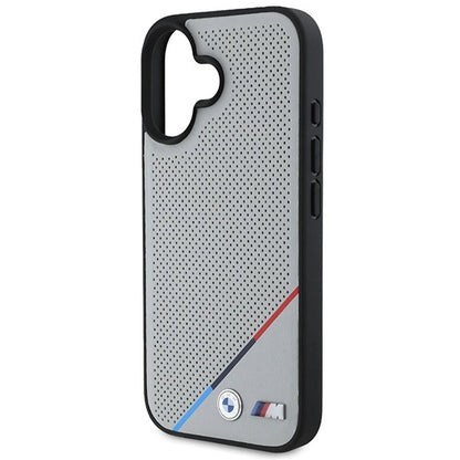 BMW M Perforated Tricolor Line MagSafe iPhone 16 Case - Gray_5