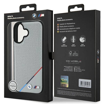 BMW M Perforated Tricolor Line MagSafe iPhone 16 Case - Gray_7