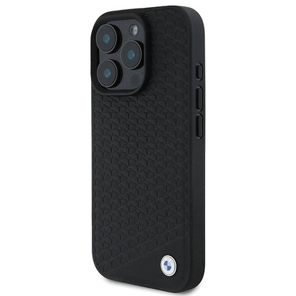 BMW Signature Leather Diamond Metal Logo MagSafe Case for iPhone 16 Pro Max - Black_1