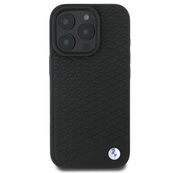 BMW Signature Leather Diamond Metal Logo MagSafe Case for iPhone 16 Pro Max - Black_2