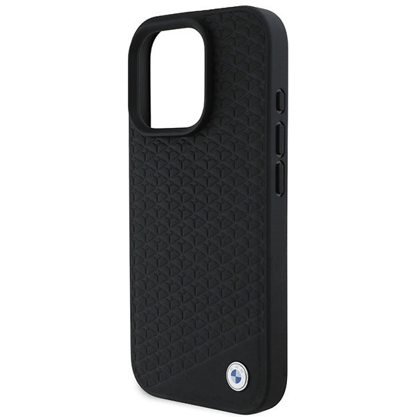 BMW Signature Leather Diamond Metal Logo MagSafe Case for iPhone 16 Pro Max - Black_5