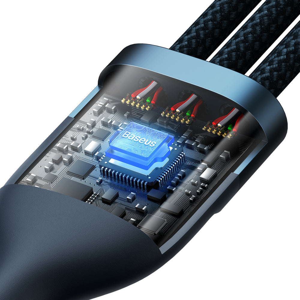 Baseus Flash Series Ⅱ 3-in-1 Fast Charging Cable USB-A to USB-C / Micro-USB / Lightning 66W 480Mb/s 1.2m Blue - OUTLET_2