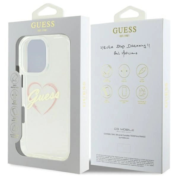 Guess IML Heart Case for iPhone 16 Pro - Transparent_7