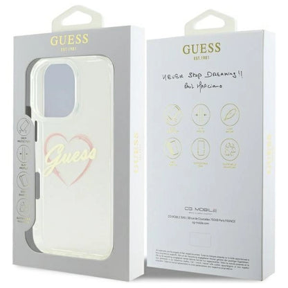 Guess IML Heart Case for iPhone 16 Pro - Transparent_7