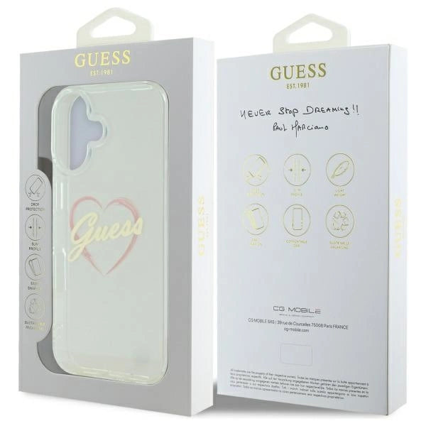 Guess IML Heart Case for iPhone 16 plus - Transparent_7