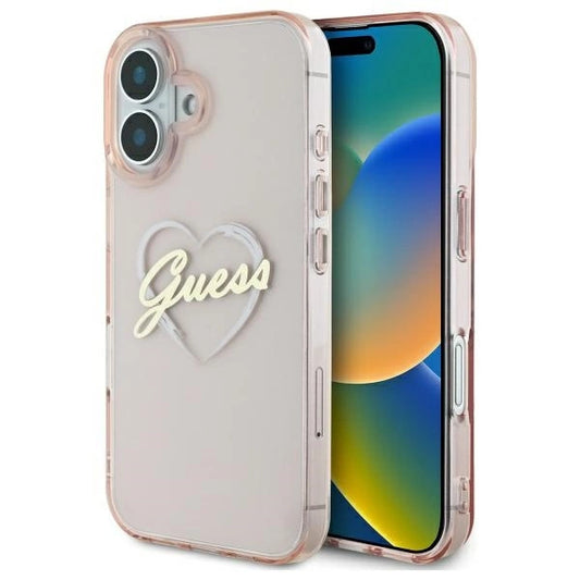 Guess IML Heart iPhone 16 Case - Pink_0