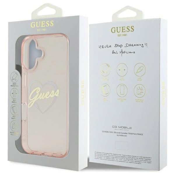 Guess IML Heart iPhone 16 Case - Pink_7