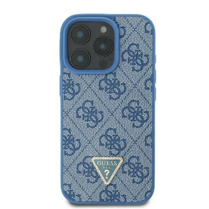 Guess Leather Metal Logo Strass Crossbody Case for iPhone 16 - Blue_0