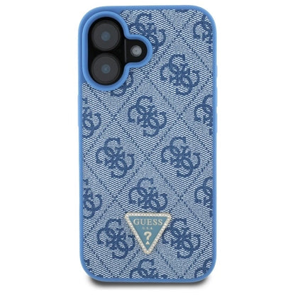 Guess Leather Metal Logo Strass Crossbody Case for iPhone 16 - Blue_2