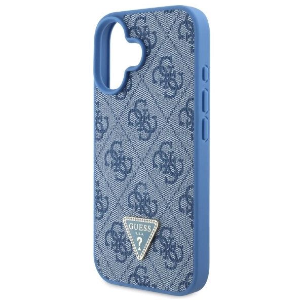 Guess Leather Metal Logo Strass Crossbody Case for iPhone 16 - Blue_4