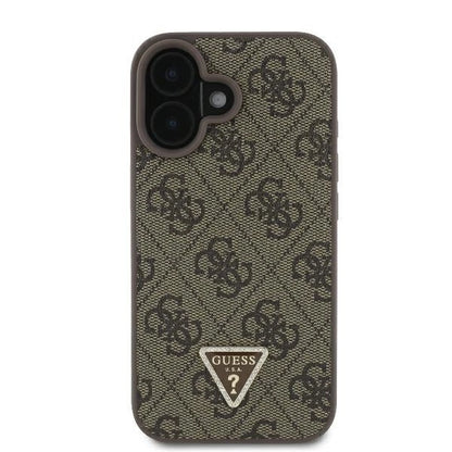Guess Leather Metal Logo Strass Crossbody Case for iPhone 16 - Brown_2