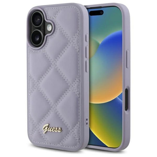 Guess Quilted Metal Logo case for iPhone 16 - light purple_0