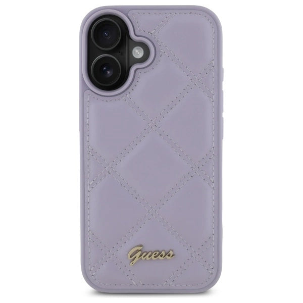 Guess Quilted Metal Logo case for iPhone 16 - light purple_2