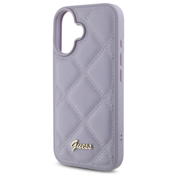 Guess Quilted Metal Logo case for iPhone 16 - light purple_5