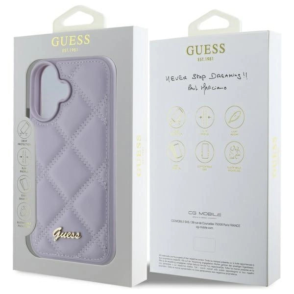Guess Quilted Metal Logo case for iPhone 16 - light purple_7