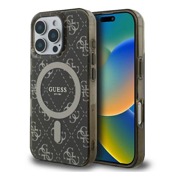 Guess IML 4G Background MagSafe iPhone 16 Pro Case - Brown_0