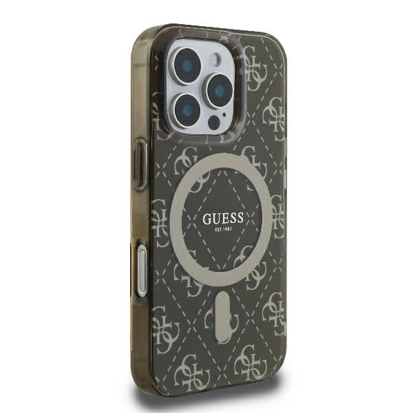 Guess IML 4G Background MagSafe iPhone 16 Pro Case - Brown_3