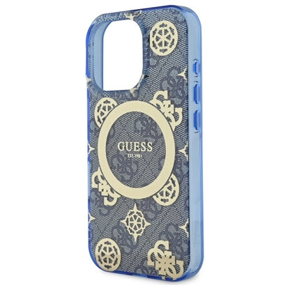 Guess IML Peony On 4G Background MagSafe Case for iPhone 16 Pro - Blue_5