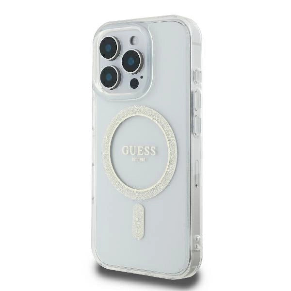 Guess GUHMP16LHFGERET iPhone 16 Pro 6.3" przeźroczysty/transparent hardcase IML Glitter Circle MagSafe_1