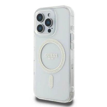 Guess GUHMP16LHFGERET iPhone 16 Pro 6.3" przeźroczysty/transparent hardcase IML Glitter Circle MagSafe_1
