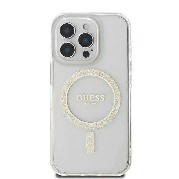 Guess GUHMP16LHFGERET iPhone 16 Pro 6.3" przeźroczysty/transparent hardcase IML Glitter Circle MagSafe_2