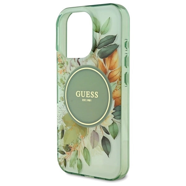 Guess IML Flower &amp; Tonal Circle MagSafe case for iPhone 16 Pro - green_4