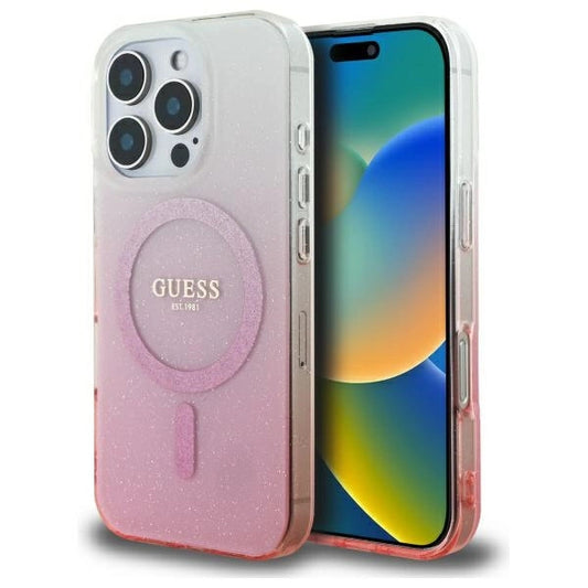 Guess IML Glitter Gradient MagSafe Case for iPhone 16 Pro - Pink_0