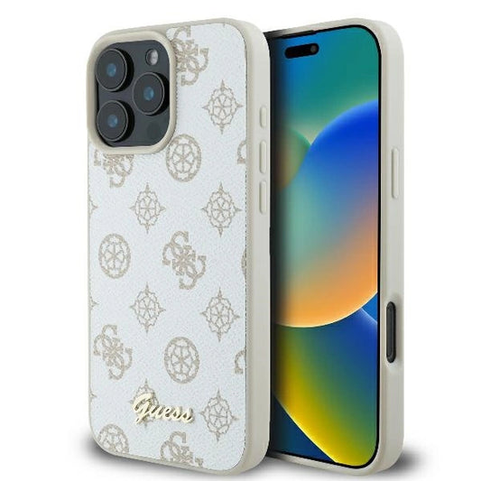 Guess Peony Script Logo MagSafe iPhone 16 Pro Case - White_0