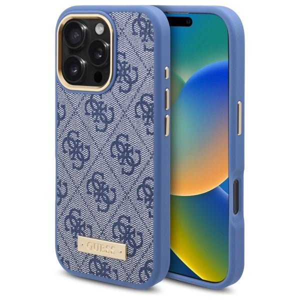 Guess 4G Logo Plate MagSafe Case for iPhone 16 Pro - Blue_0