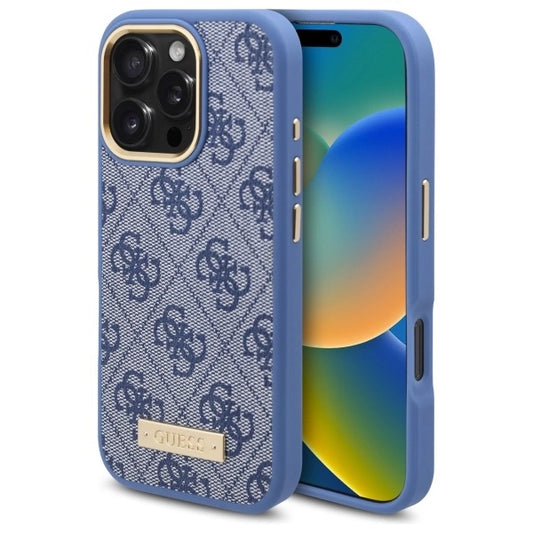 Guess 4G Logo Plate MagSafe Case for iPhone 16 Pro - Blue_0