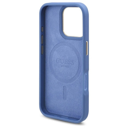 Guess 4G Logo Plate MagSafe Case for iPhone 16 Pro - Blue_6